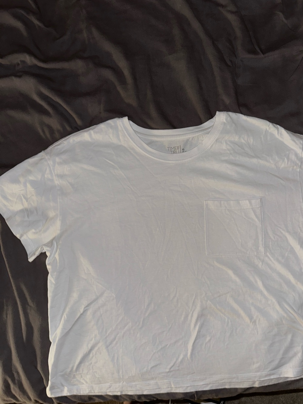Time and Tru White Crew Neck Tee with Pocket